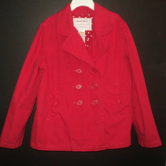 Gymboree Other - Gymboree Girls Lightweight Coat, Size M, 7-8, Red Double Breasted, Bow Accents